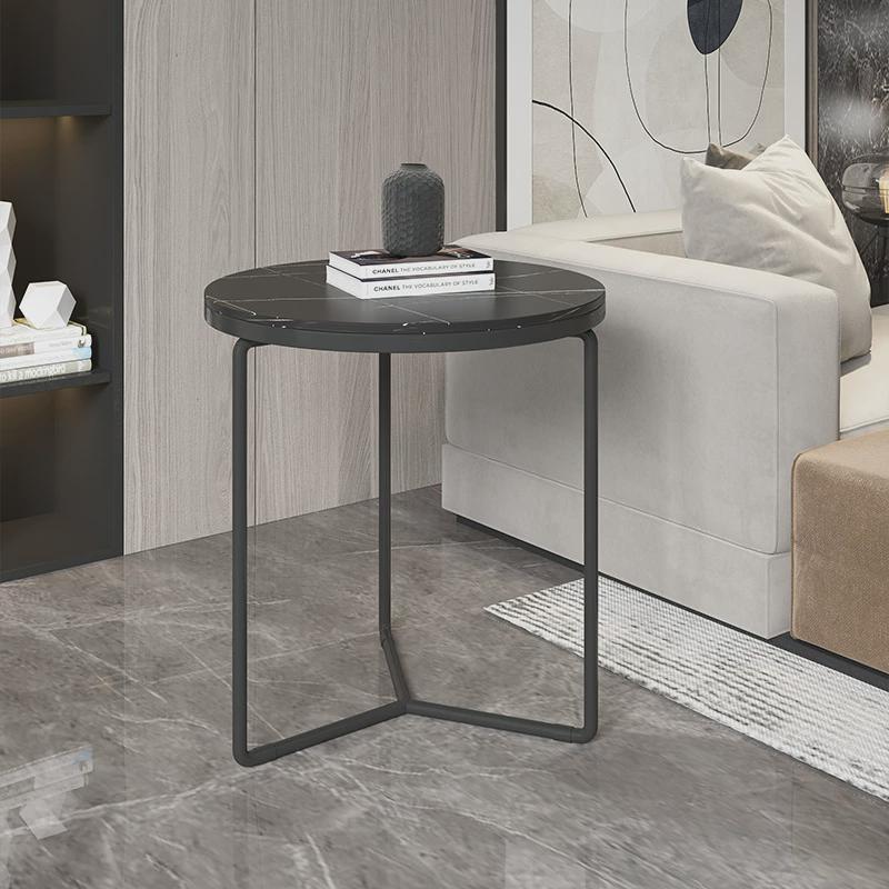 轻奢岩板圆形茶几组合简约现代小户型北欧网红客厅家用沙发茶几桌