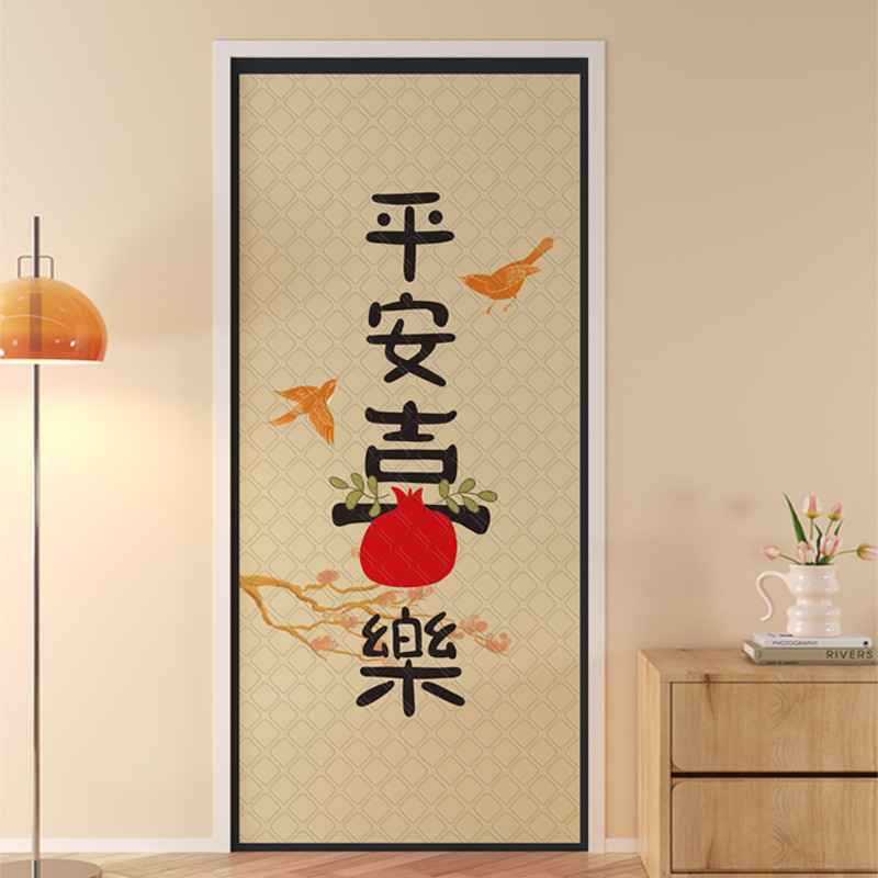 保暖冬季复合棉门帘加厚家用免打孔绒布保温防风隔断帘一片式帘子