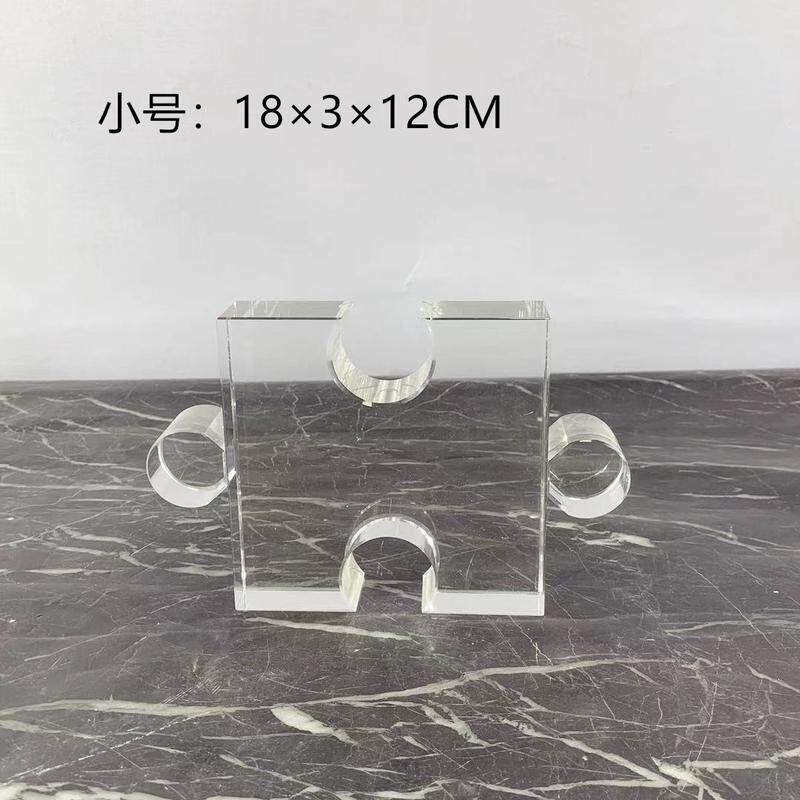 简约现代透明水晶玻璃几何拼图摆件样板间书房创意软装饰品