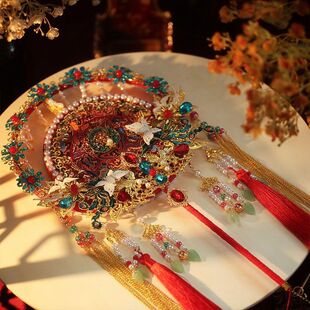 新娘团扇秀禾中式结婚礼出工喜扇材料包古风成品扇子