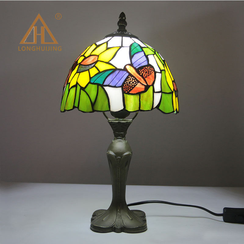 供货欧洲南美护眼彩色玻璃dyi台灯北美阅读学生书房立式台灯