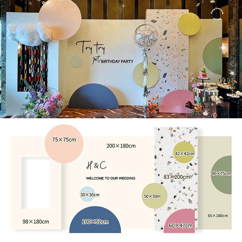 多层婚宴大型纯色橙色整套婚礼布置中国风立体泡沫背景板订婚kt板