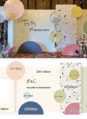 橙色婚宴大型纯色多层整套婚礼布置中国风kt板泡沫背景板订婚立体