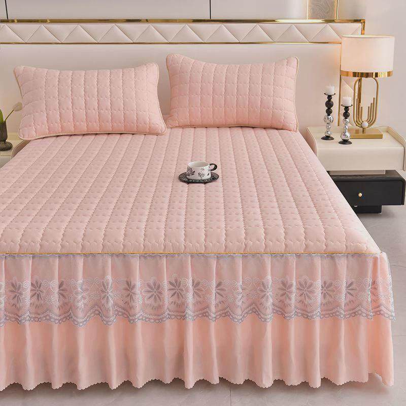高档纯色加厚磨毛夹棉床裙三件套四季亲肤裙边床蕾丝防滑床罩单件,床上用品,床裙,淘宝优惠券,粉丝福利购,淘宝优惠卷