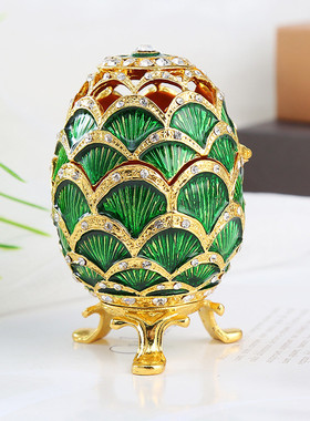 欧式金属鸡蛋首饰盒创意家居摆件饰品收纳盒珠宝盒礼品
