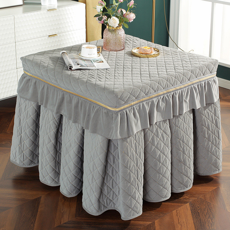 0j7i批发烤火烤火罩套正方形加厚加绒桌子被新款双面绒烤火炉桌罩