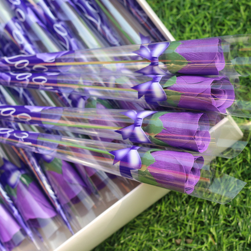 肥皂花伴手礼玫瑰花diy100支教师装情人节礼品仿真香皂花带花杆