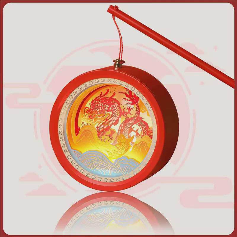 2024年春节灯笼春节雕圆形灯笼纸元宵节礼品纸雕手提灯笼游灯会