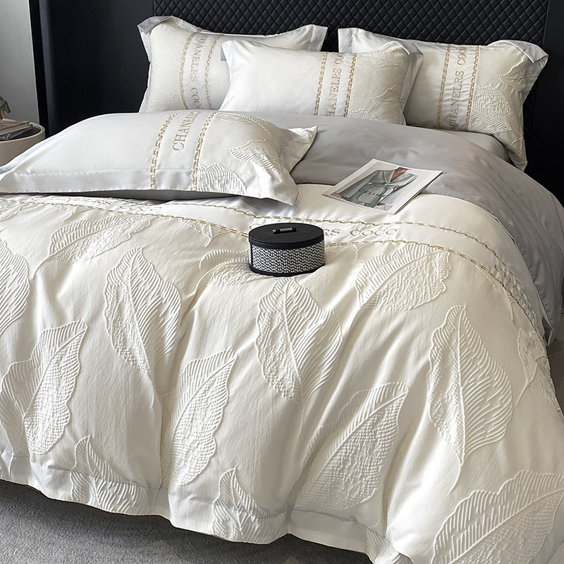 简约纯色水洗冰丝床上四件套被套裸丝滑轻奢睡床品宿舍床单三件套