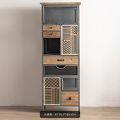 旧铁木拼接装 饰落地收纳柜简约置物民宿卧室储物柜客厅做复古柜子