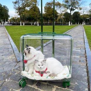 猫咪外出便携透明猫包狗狗小推车太空舱两只宠物拉杆箱超大行李箱