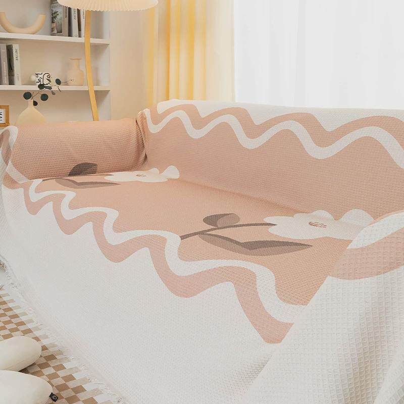 沙发垫子四季通用华夫格小清新坐垫防滑一体式全包靠背套罩盖布巾