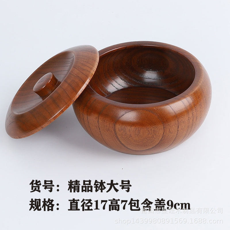 厂家直供实木日韩泡面碗整木圆形制带盖大木碗防烫挖沙拉碗现货
