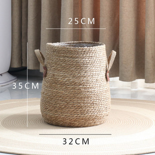 x6ro批发新款 藤编大花盆草编花篮手工落地绿植大套盆编织篮子客厅