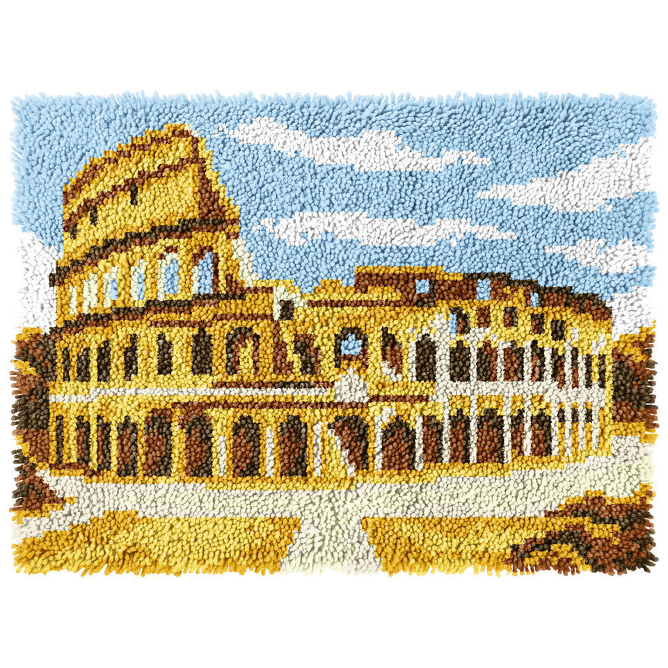 diy十字绣地毯绣段段绣段段古老大地垫手工diy绣建筑图案