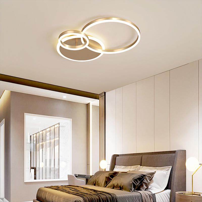 轻奢个性创意圈圈卧室灯美式led吸顶灯样板房铝材客厅灯
