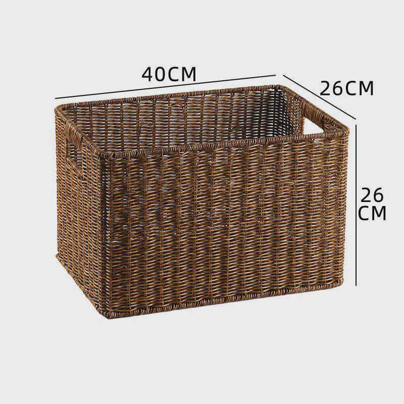 塑料藤编橱柜格子衣帽间柜子储物筐电视柜收纳筐篮整理篮正方形