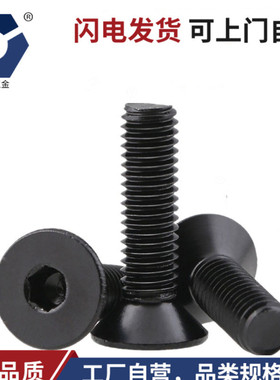M2x4→2x12黑色平杯螺丝304不锈钢螺丝DIN7991沉头内六角达克罗