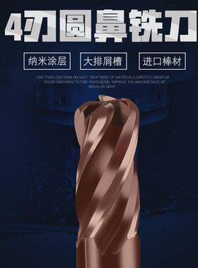 德国pthk60切削合金涂层钨钢圆鼻立铣刀1r0.112r3金属模具度加工