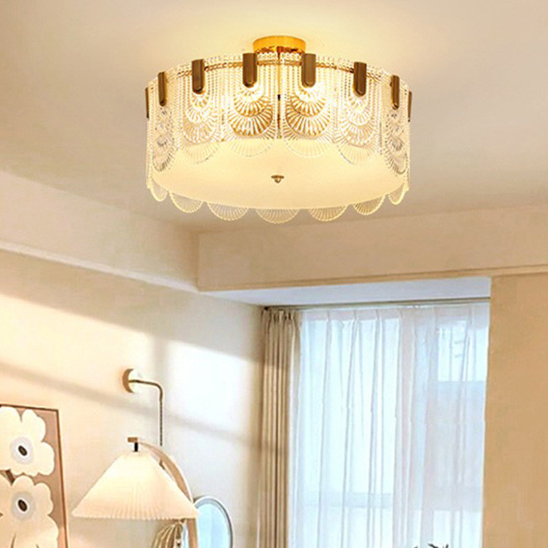 卧室吸顶灯现代新款轻奢主卧小客厅灯具家用温馨玻璃水晶吸顶灯