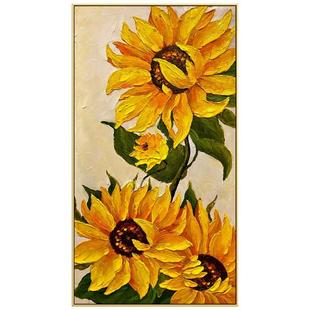 大芬油画村玄关装饰画现代简约挂画向日葵过道走廊尽头纯手绘挂画