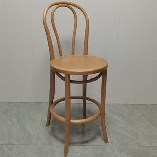 北欧ins网红轻奢复古吧椅高脚椅实木藤椅酒吧椅茶室吧椅索耐特椅