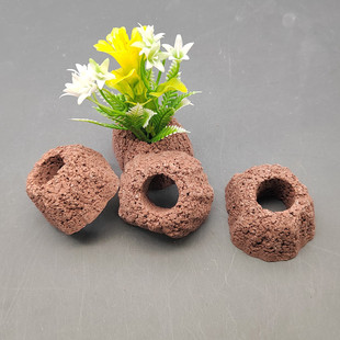 水草定植环石环水草种植环人造陶瓷滤材火山红色水草沉底固定定制