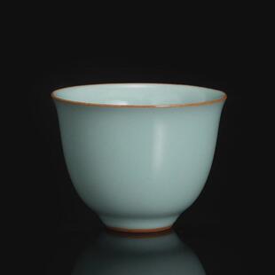 汝窑主人杯豆青汝瓷开茶杯陶瓷品茗杯功夫茶具片可养茶盏家用单杯