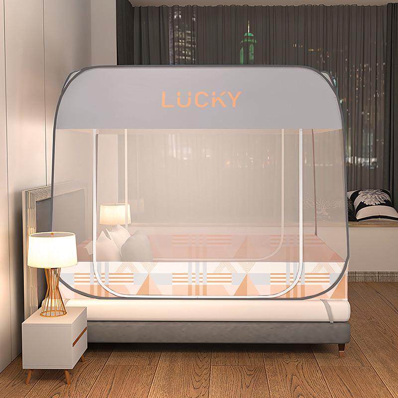 新款免安装蒙古包底1.2米1.5米床蚊帐可折叠拉链一体式全家用无底