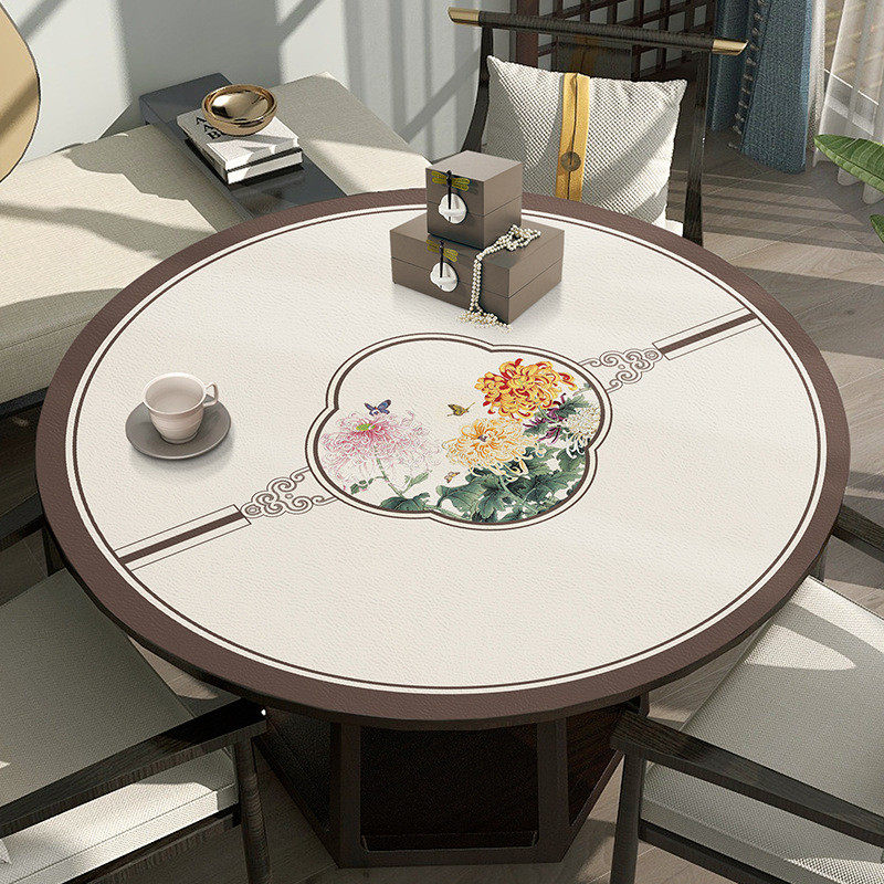 中式圆桌餐桌垫子圆桌布免洗可擦旋转餐桌防水防油隔热防烫圆台布,居家布艺,桌布,淘宝优惠券,粉丝福利购,淘宝优惠卷