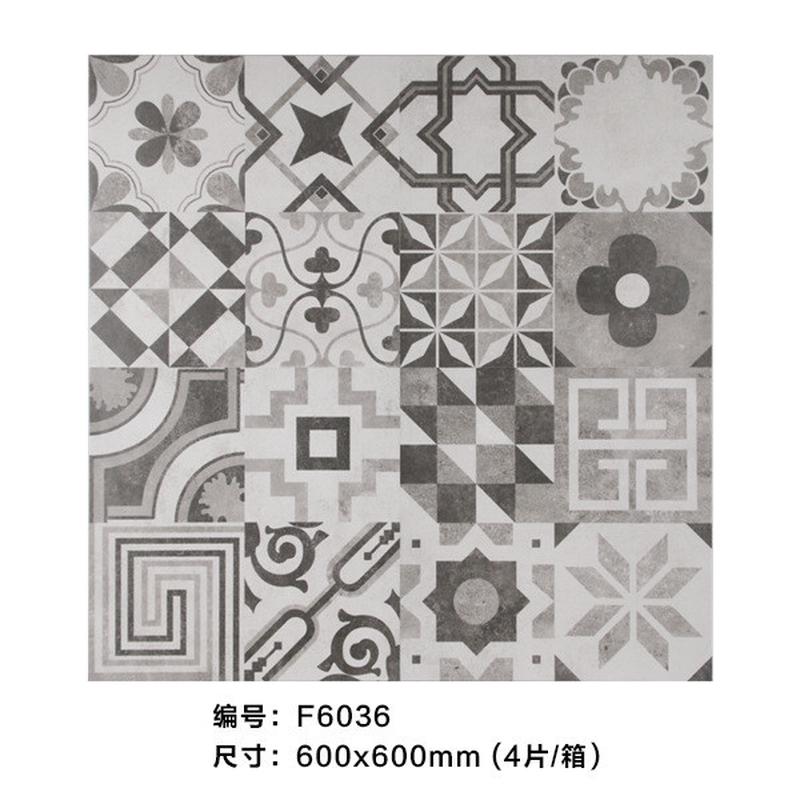 600x600mm花砖餐厅民宿地板砖仿古砖工程哑光拼花瓷砖ktv连锁店