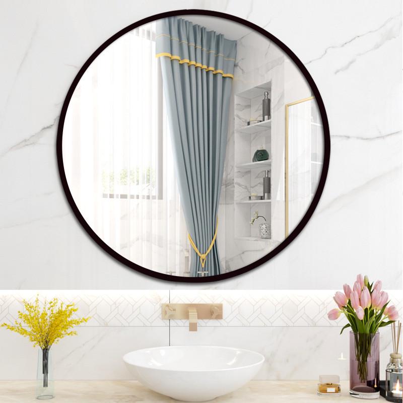 卫生间铝合金镜子浴室挂墙化妆镜圆形酒店浴室房间网红镜子北欧风
