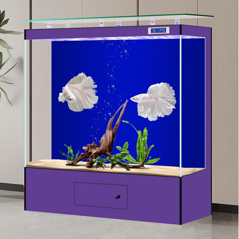 源头厂家创客厅鱼缸超白玻璃海2023新款家用中大型靠墙落地水族箱