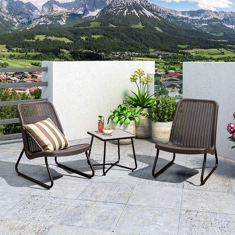 阳台小桌椅三件套小户型迷你茶几椅两一桌休闲现代简约藤椅