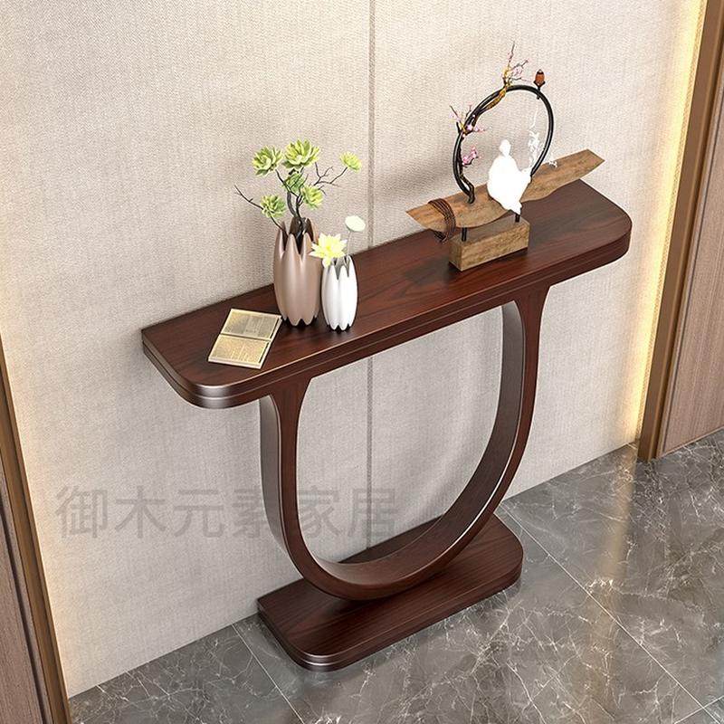 99CH新中式半圆实木玄关桌条案简约家用端景台入户玄关柜窄边靠墙