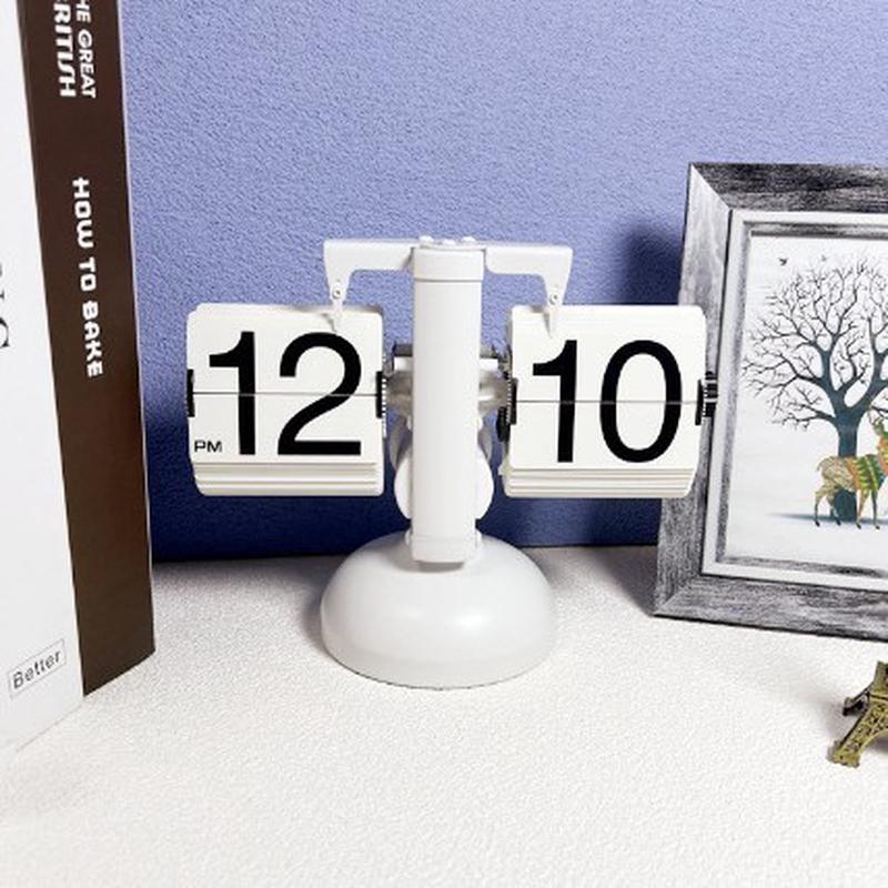 小天平自动翻页钟表经典欧式客厅桌面座钟工艺品单脚双脚时钟