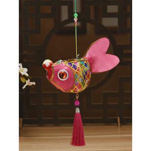 灯笼中秋儿童手提鱼龙年传统复古卡通中国风红色喜庆发光花灯