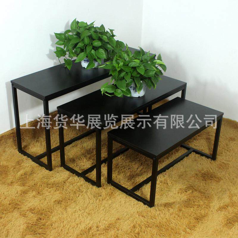 服装店中岛展示架铁艺流水台展示桌高低中岛架组合展示台包包架