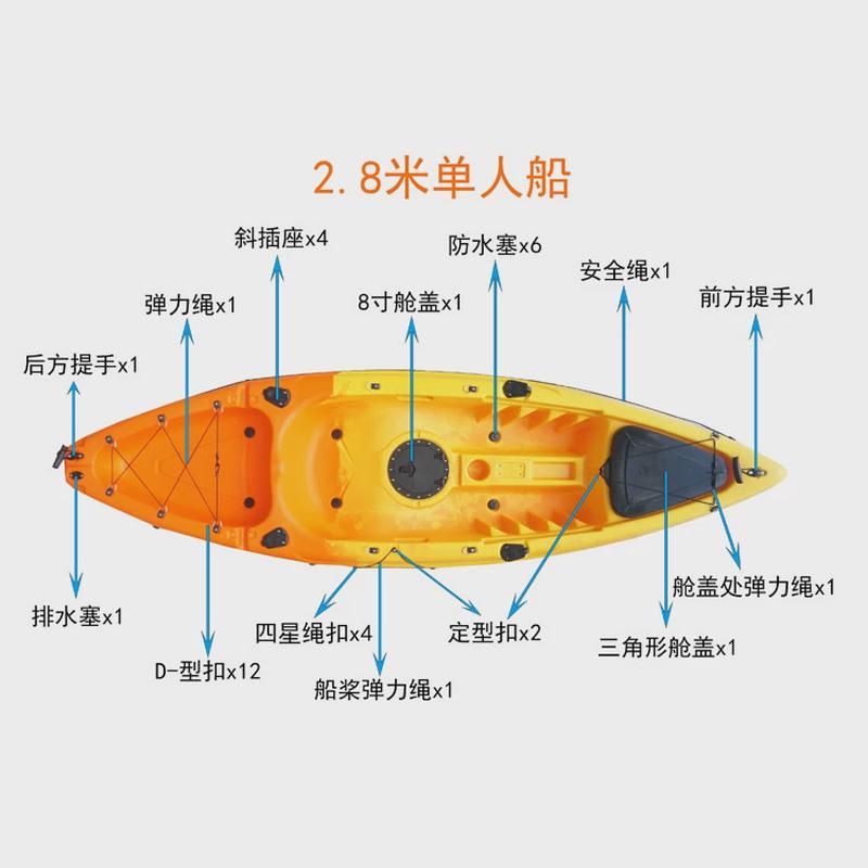 厂家橡皮艇水上休闲钓渔船独木舟供应皮划艇平台舟硬艇塑料船