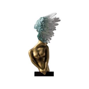 热销26x8轻奢天使女孩雕塑家居客厅电视柜酒店样板间大堂大型艺术