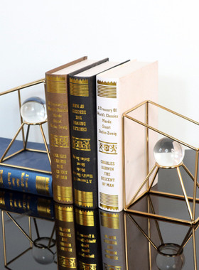 艺术创意金属书靠摆件轻奢酒店欧式电视柜玄关装饰现代美式样板房