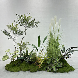 隔断造景组合室内假绿植仿真植物装饰橱窗门店花槽花箱假花仿真花