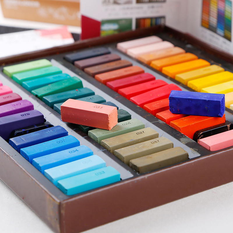 台湾雄狮48色粉彩支软式短棒色粉棒色粉笔粉彩绘画笔