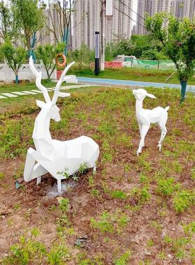 热销户外玻璃钢雕塑几何切面抽象梅花鹿摆件园林麋鹿装饰景观工艺
