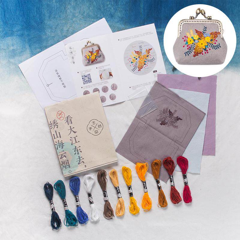 口金包diy材料包手工刺绣创意制作成人布艺套装花朵包包苏绣小包