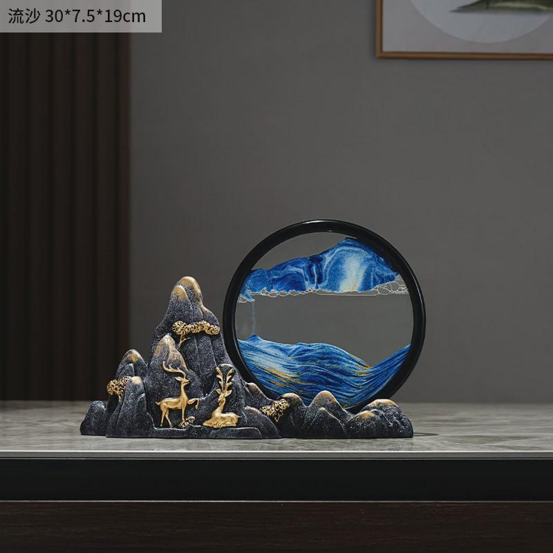 玄关装饰酒柜品摆设电视柜客厅办公室摆件家居饰品流沙创意沙漏画