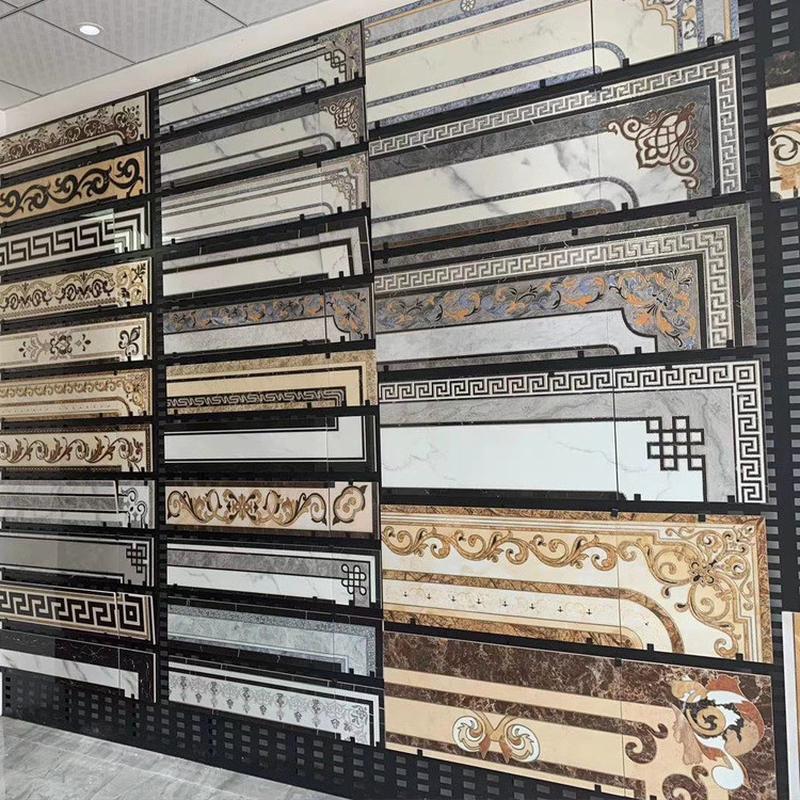 大规格北欧拼花波导线瓷砖400x800客厅地微晶波打线抛晶砖拼图