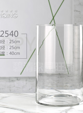 厘米玻璃花瓶直筒透明特大号60超大大口径水培富贵竹养鱼绿植白掌