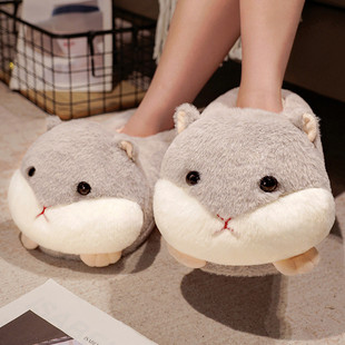 棉拖鞋女可爱包跟毛绒家居情侣男生冬季室内做月子保暖包跟毛拖鞋