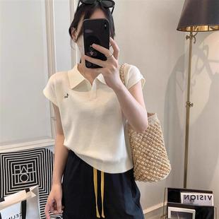 时尚 新款 女装 上衣 冰丝亚麻打底衫 t恤女针织短袖 polo衫 2025春夏季